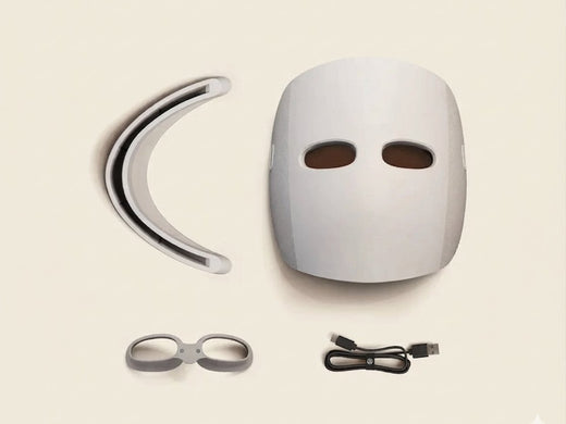 Therabody TheraFace LED-Maske mit Nackenaufsatz und Zubehör