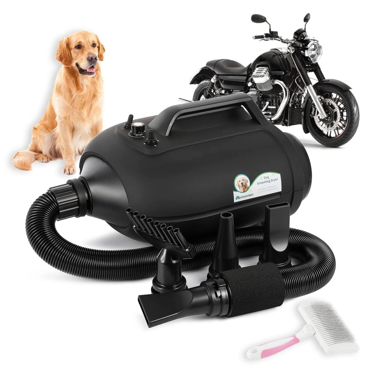 Hundetrockner 3500 W mit Doppelmotor, Schlauch und Bürste