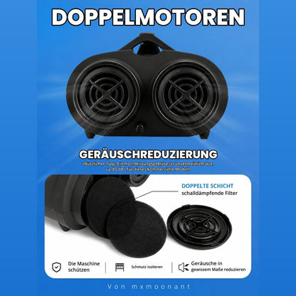 Doppelmotor und schalldämpfender Filter des Hundetrockners