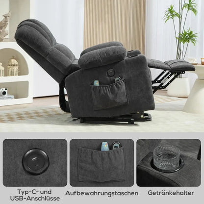 Montaro zurückgelehnt mit USB-Anschlüssen, Taschen und Becherhalter