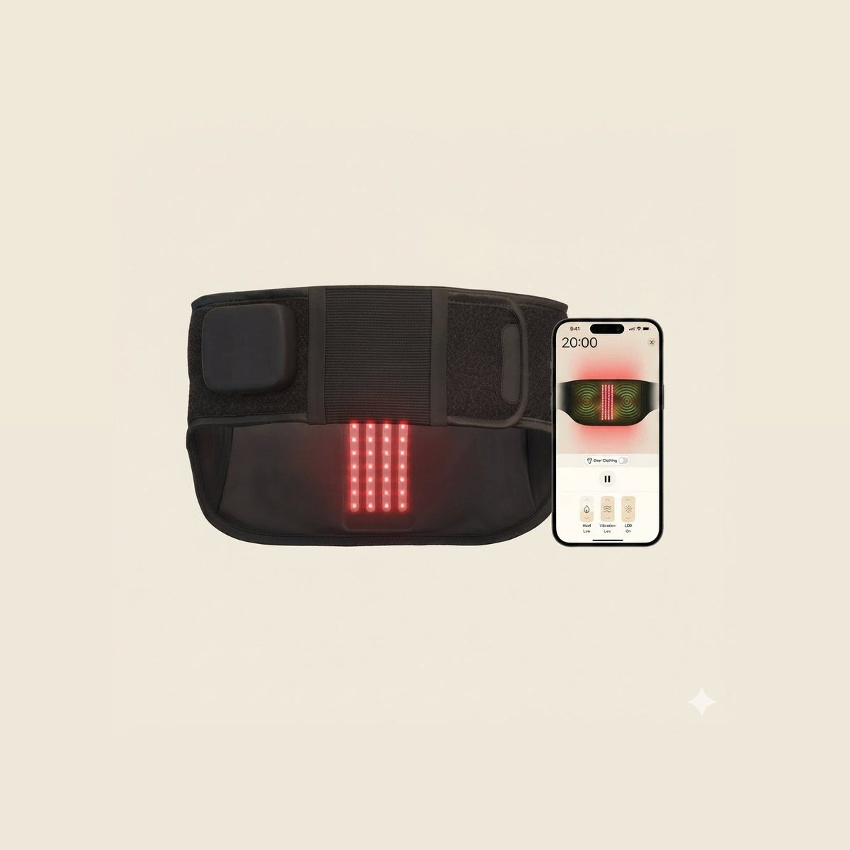 ThermBack LED mit der Therabody App auf dem Smartphone