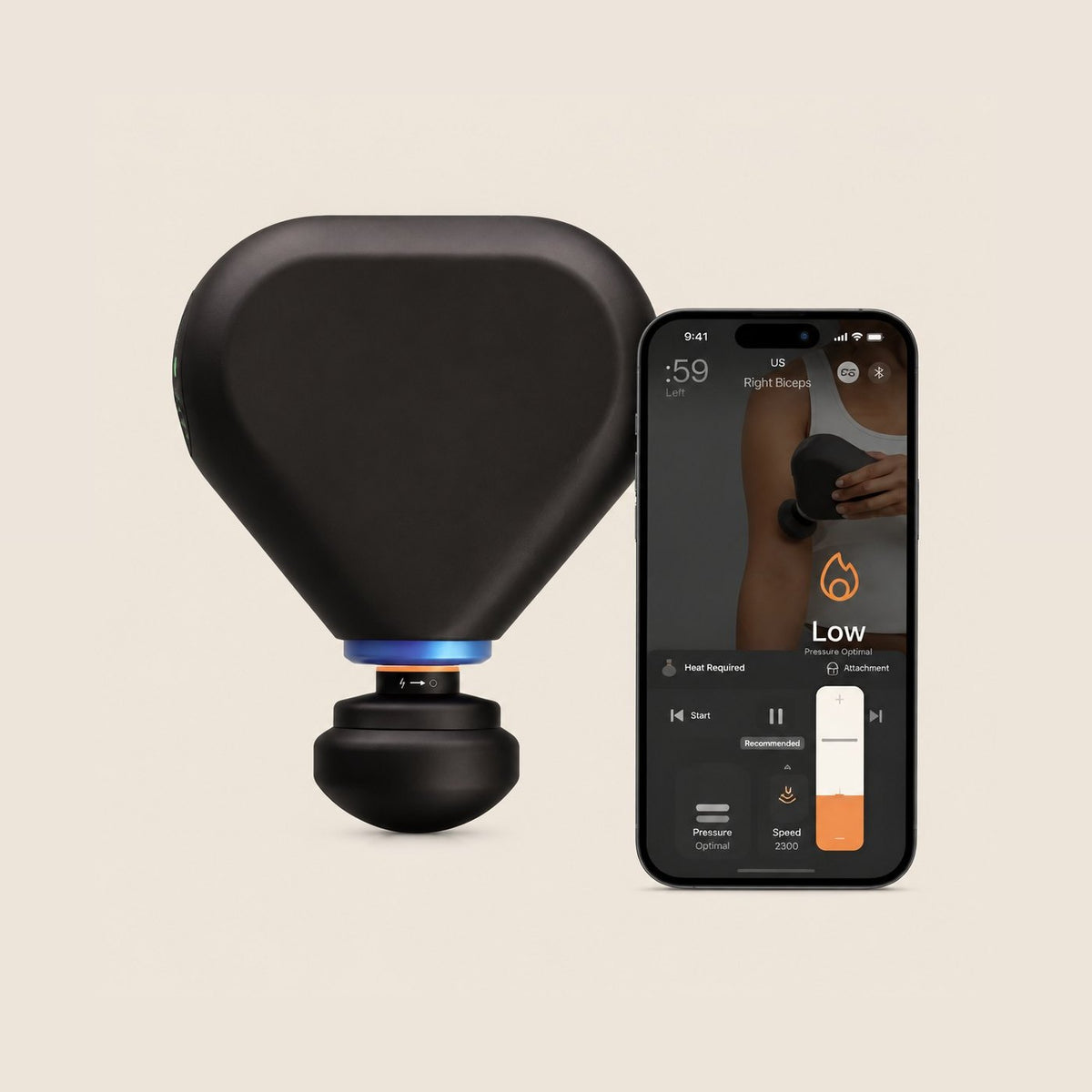 Theragun Mini Plus mit der Therabody App auf dem Smartphone