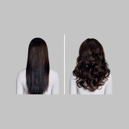 Dunkles Haar vor und nach dem Styling mit dem Airwrap Co-anda2x