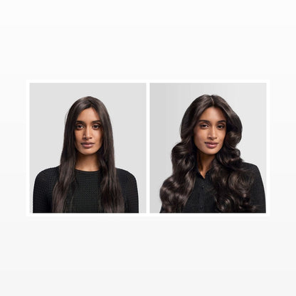 Dunkles Haar vor und nach dem Styling mit dem Airwrap i.d.