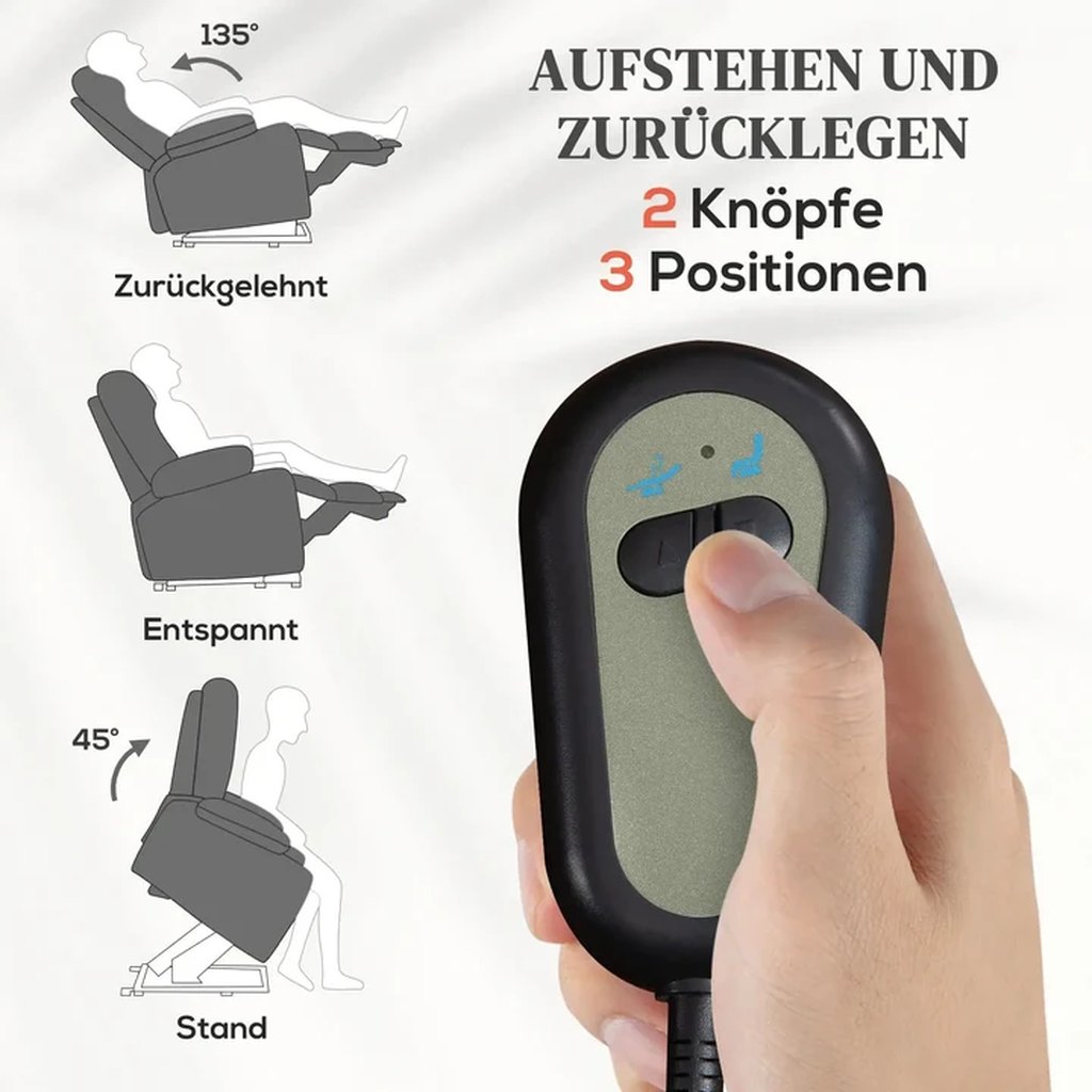 Handbedienung mit zwei Tasten für drei Sitzpositionen