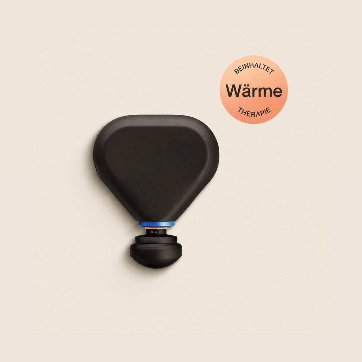Theragun Mini Plus mit Hinweis auf die Wärmefunktion