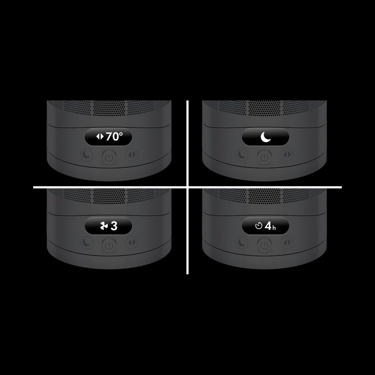 Bedienfeld des Dyson Cool CF1 mit Einstellungen