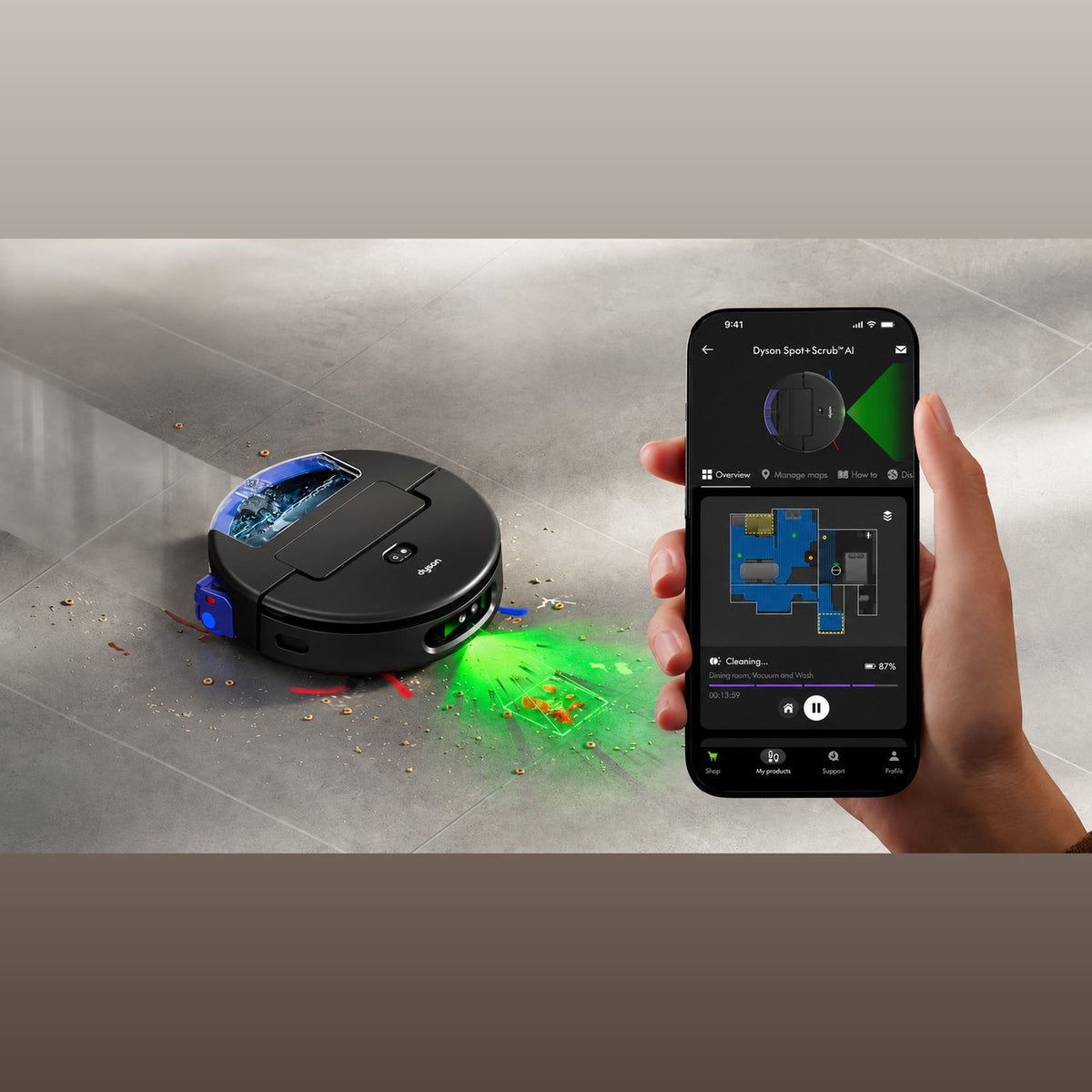 Steuerung des Dyson Spot+Scrub Ai über die App